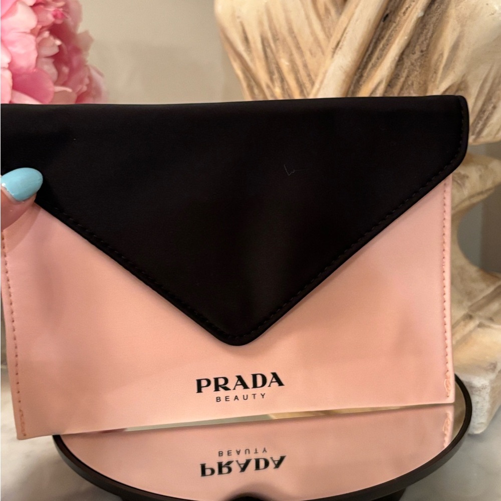 NEW made for Prada Beauty Neoprene Pink + Black Cosmetic Envelope Pouch - Picture 5 of 8